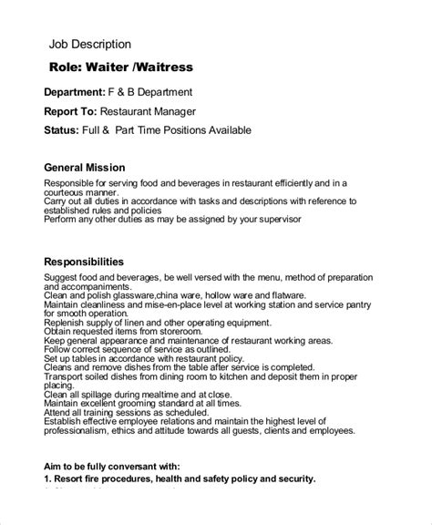 Waiter/waitress Job Description [+2024 TEMPLATE] .